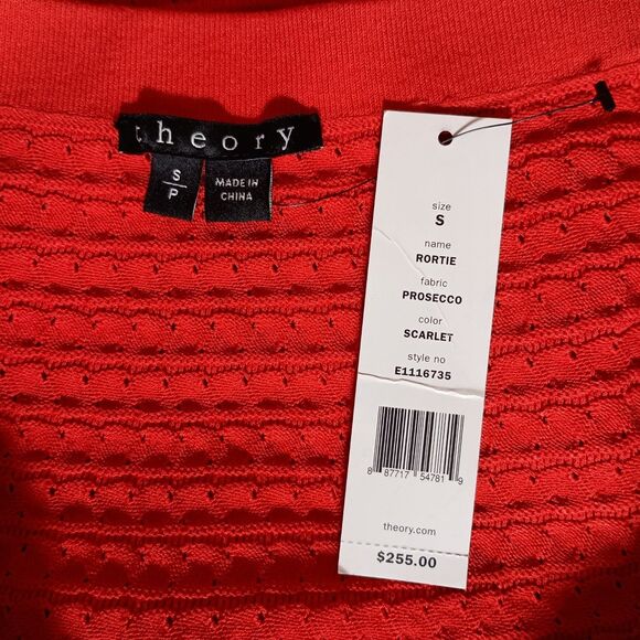 Theory Womens Skirt Rortie Scarlet Red Textured Flare 16" Knit Womens Small - Picture 3 of 5